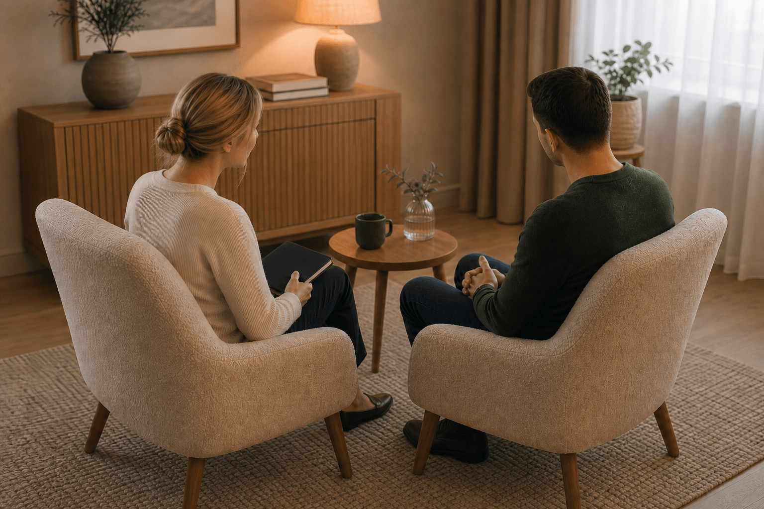 Klienter vælger den rette behandling i FlowDule (AI-genereret billede)